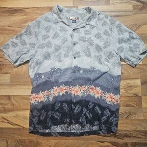 Havana Jacks Cafe Shirt green Floral silk Hawaiian short sleeve men's XXL